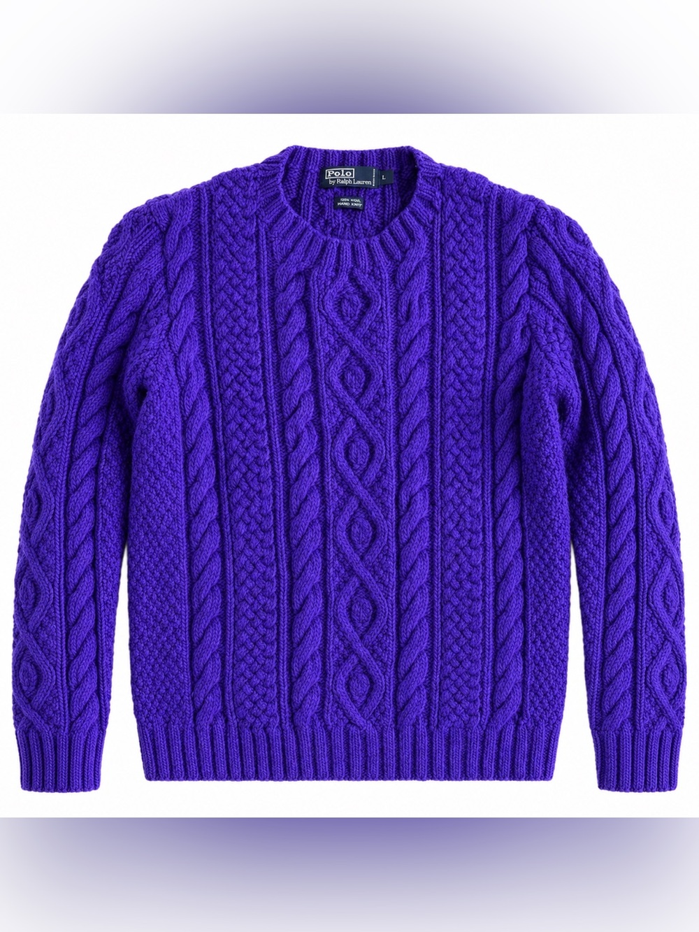 Vintage Polo Ralph Lauren Hand Knitted Wool Cable Knit Sweater SzL